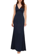 Navy Blue Mermaid Evening Dresses featuring Plunging V - Neck and Flowy Fit to Elevate Your Night