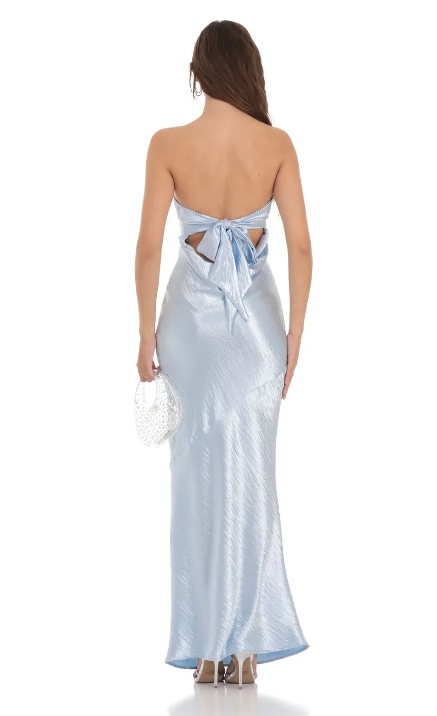 Navy Blue Strapless Prom Dress with Tiered Ruffle Skirt Perfect for Romantic Prom Nights