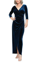 Navy Blue Wrap Front Evening Dresses with 3/4 Sleeves and Side Slit A Timeless Choice for Formal Weddings and Sophisticated Soir¨¦es