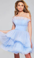 Light Blue Off - Shoulder Light Homecoming Dress with Tiered Skirt - Perfect for School Dances