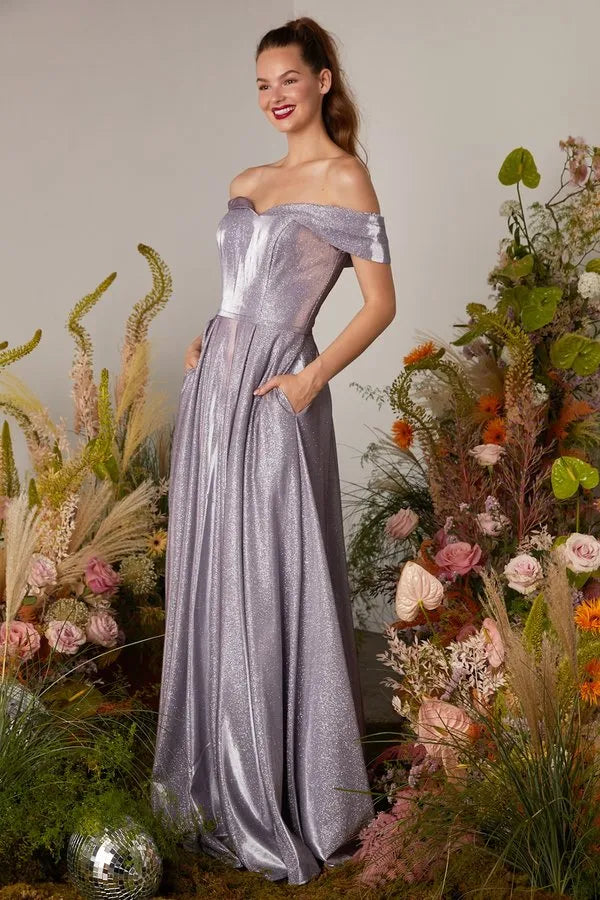 Lilac Off - Shoulder Shimmering Prom Gown A Perfect Blend of Glamour and Functionality for Memorable Ballroom Nights