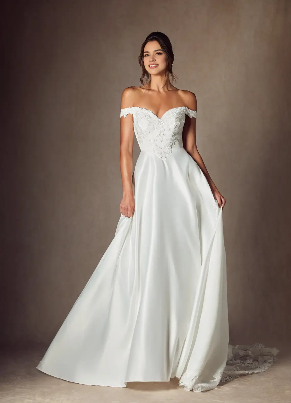 White Off - Shoulder Ball Gown Sweetheart Neckline Wedding Dress Bodice Skirt Fitted Tight Wedding Dresses