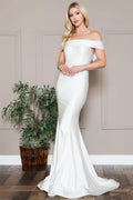 White Off - Shoulder Mermaid Prom Dress Floor Length Formal Evening Gown for Women Ideal for Ball Gala Wedding Reception Luxury Occasions Featuring Flattering Silhouette and Timeless Design