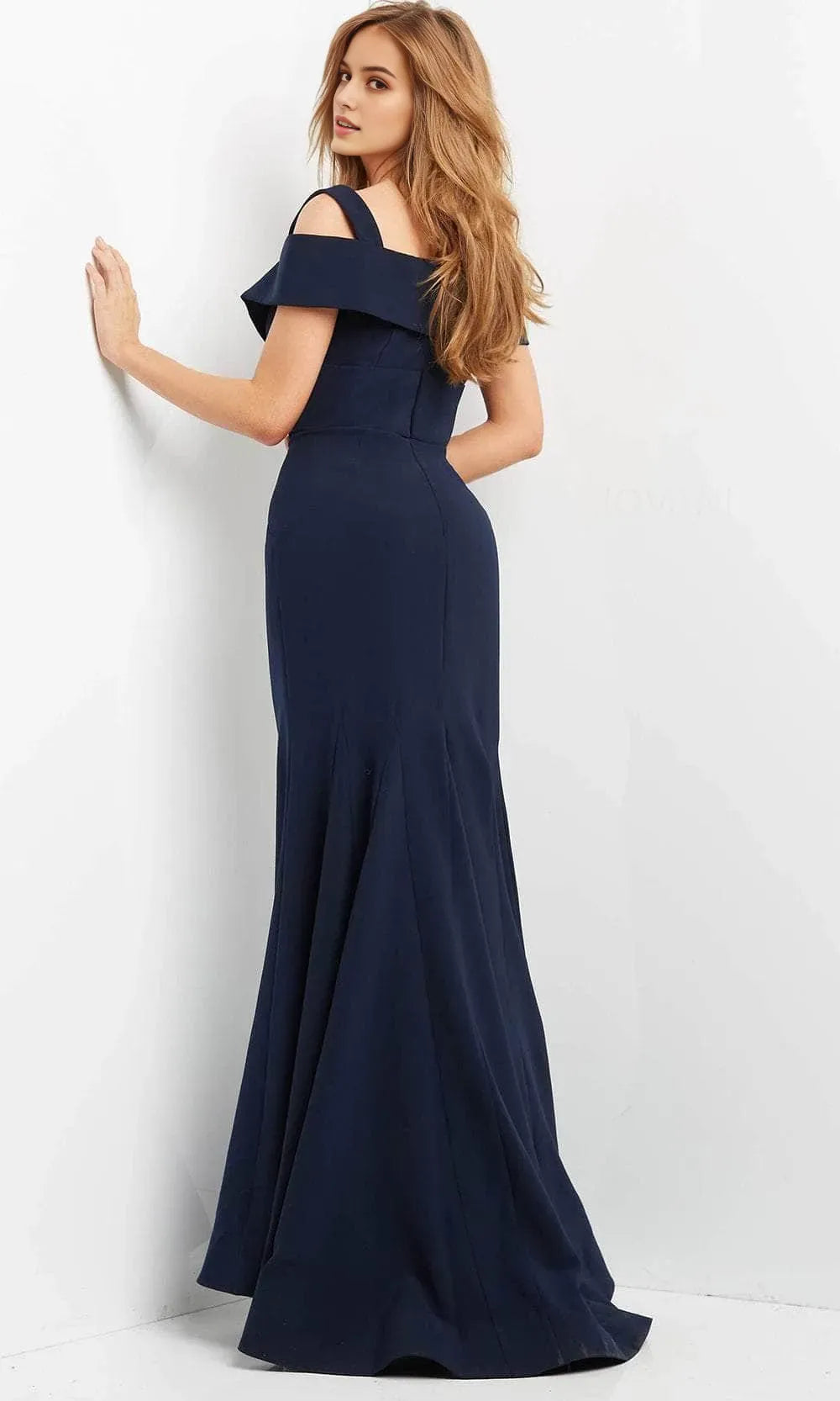 Navy Blue Off Shoulder Mermaid Evening Dresses with Cross Front Bodice Design Ideal for Formal Events Galas