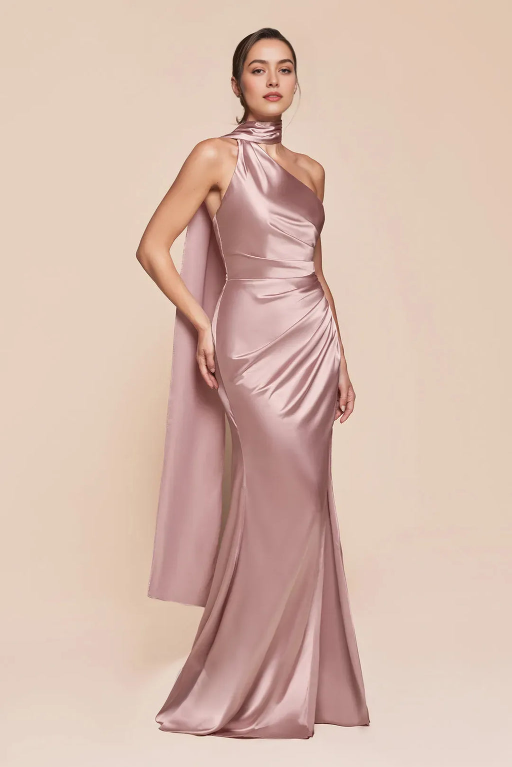 Burgundy One - Shoulder Prom Dress with Ruched Detailing and High Side Slit for Formal Occasions