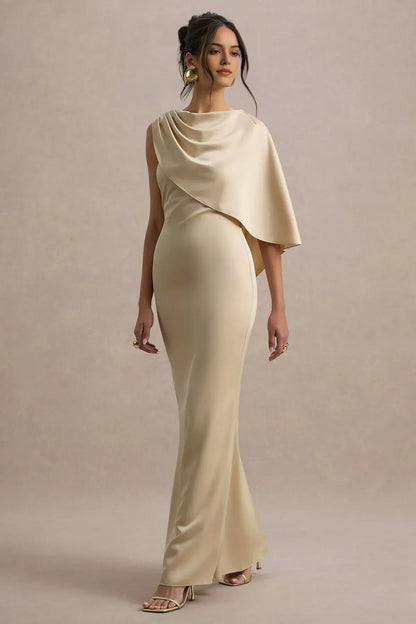 Luxurious Red A-Line One-Shoulder Classic-Sleeve Classic-Back Floor-Length Prom Dress