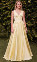 Yellow Pale Yellow V Neck Evening Dresses with Corset Bodice and Flowing Skirt Ideal for Formal Galas Weddings and Carpet Occasions