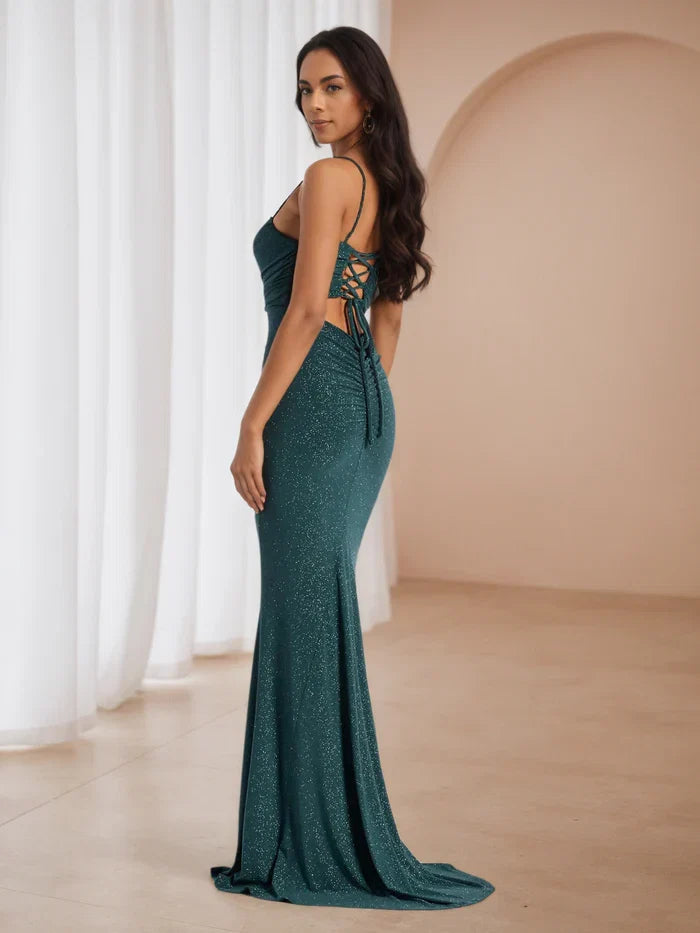 Peacock Spaghetti Straps Trumpet/Mermaid Prom Dresses