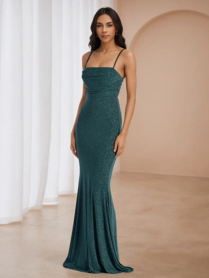 Peacock Spaghetti Straps Trumpet/Mermaid Prom Dresses