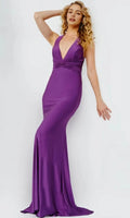 Purple Halter Evening Dresses featuring Deep V Neck Ruched Design and Mermaid Fit to Elevate Your Night