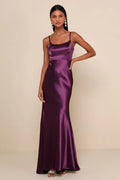 Purple Prom Dresses with Spaghetti Straps A Must Have for Prom Nights and Ballroom Events Highlighting Mermaid Shape and Sheen
