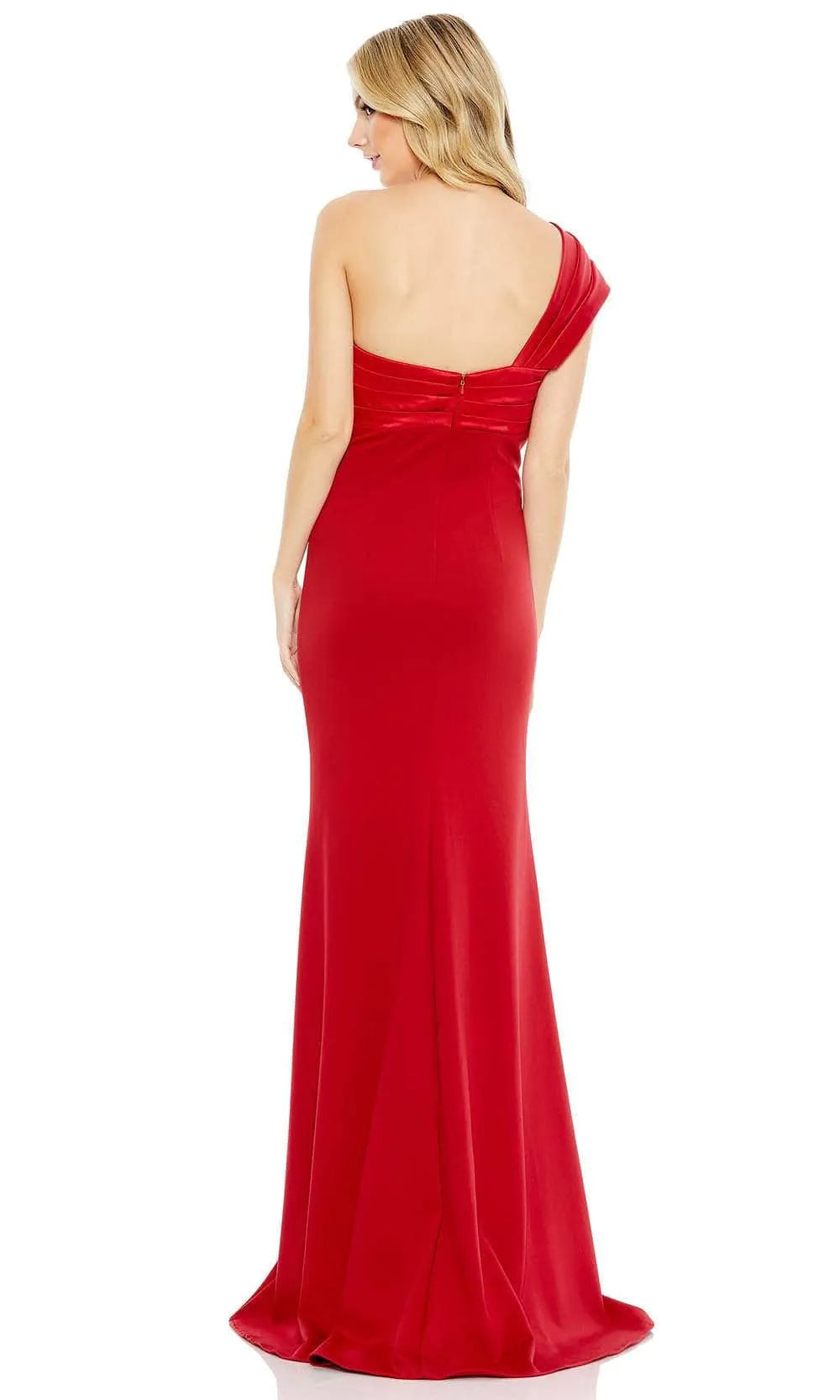 Red One Shoulder Prom Gown with Bow Detail Crafted from Luxurious and for a Flattering Fit at Formal Occasions