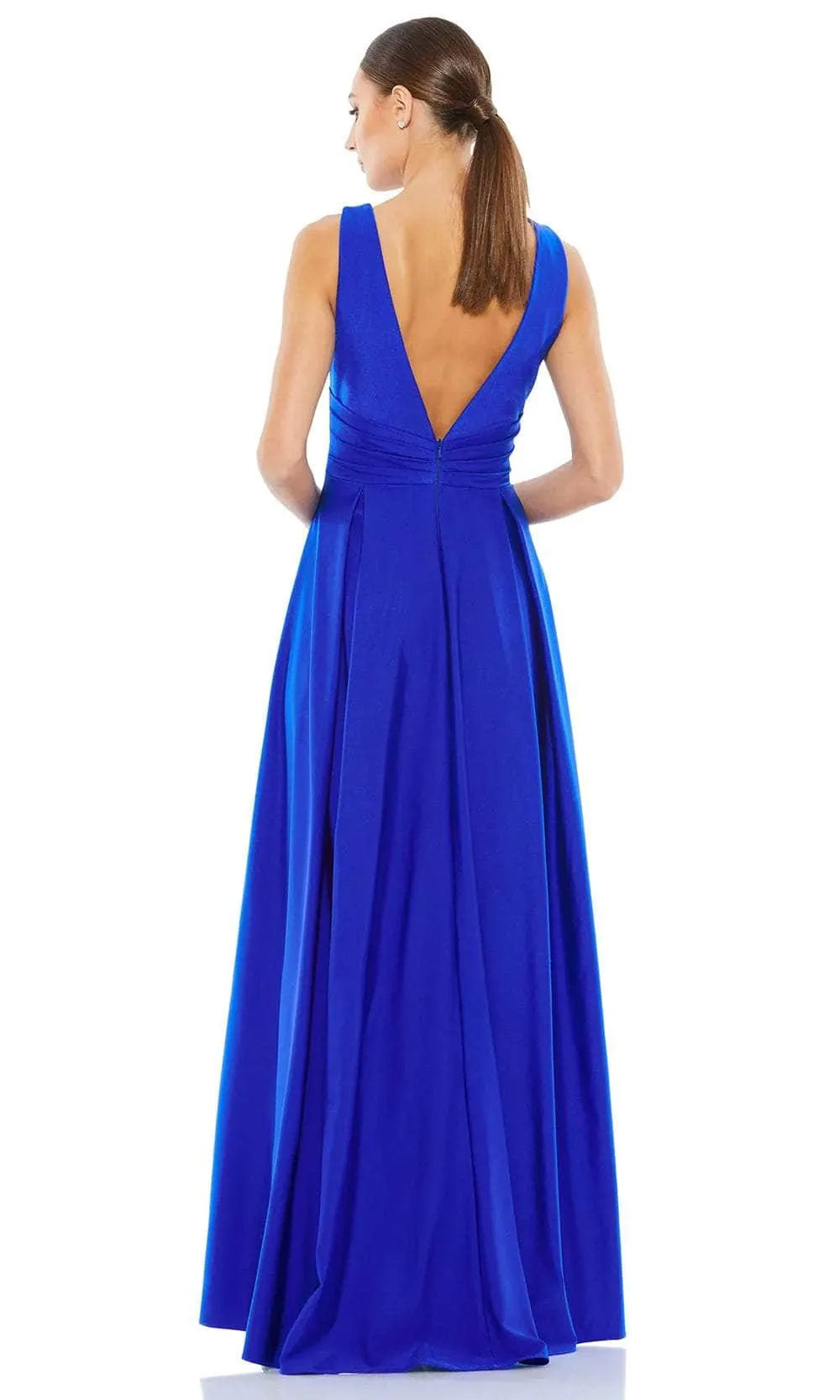 Blue Royal Prom Dresses Deep V - Neck Cross Wrap Waist High Side Slit A Fusion of Sophistication