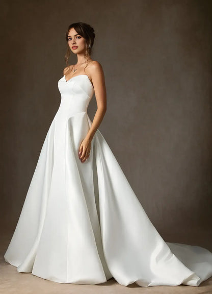 Luxurious Red A-Line Sweetheart Classic-Sleeve Classic-Back Floor-Length Wedding Dress