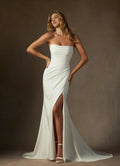 Mermaid Strapless Back Wedding Dresses Neckline High Slit Streamlined Silhouette Subtle Draping Ideal for Timeless Bridal Looks