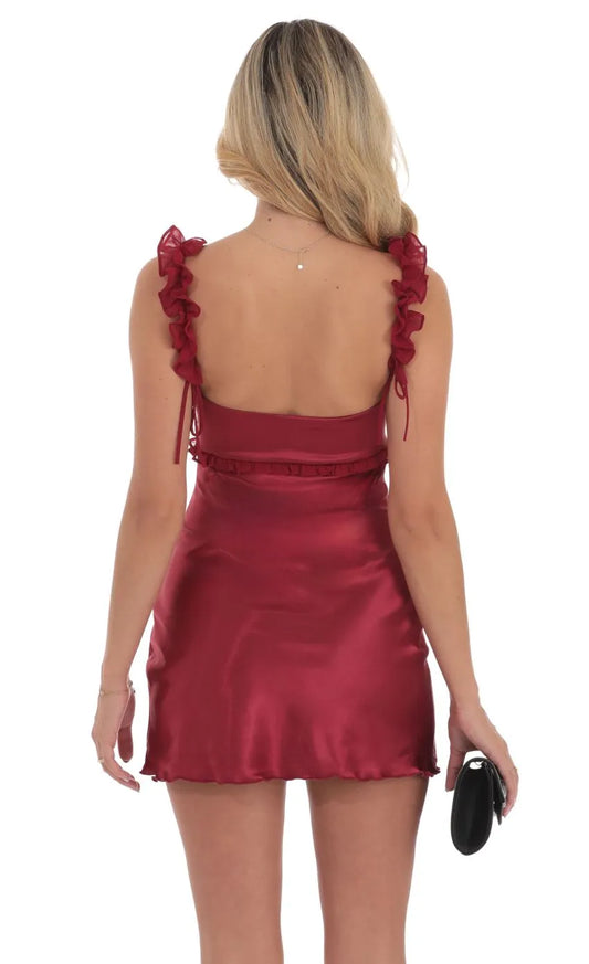 Luxurious Red A-Line Square-Neck Cap-Sleeve Classic-Back Mini-Length Homecoming Dress