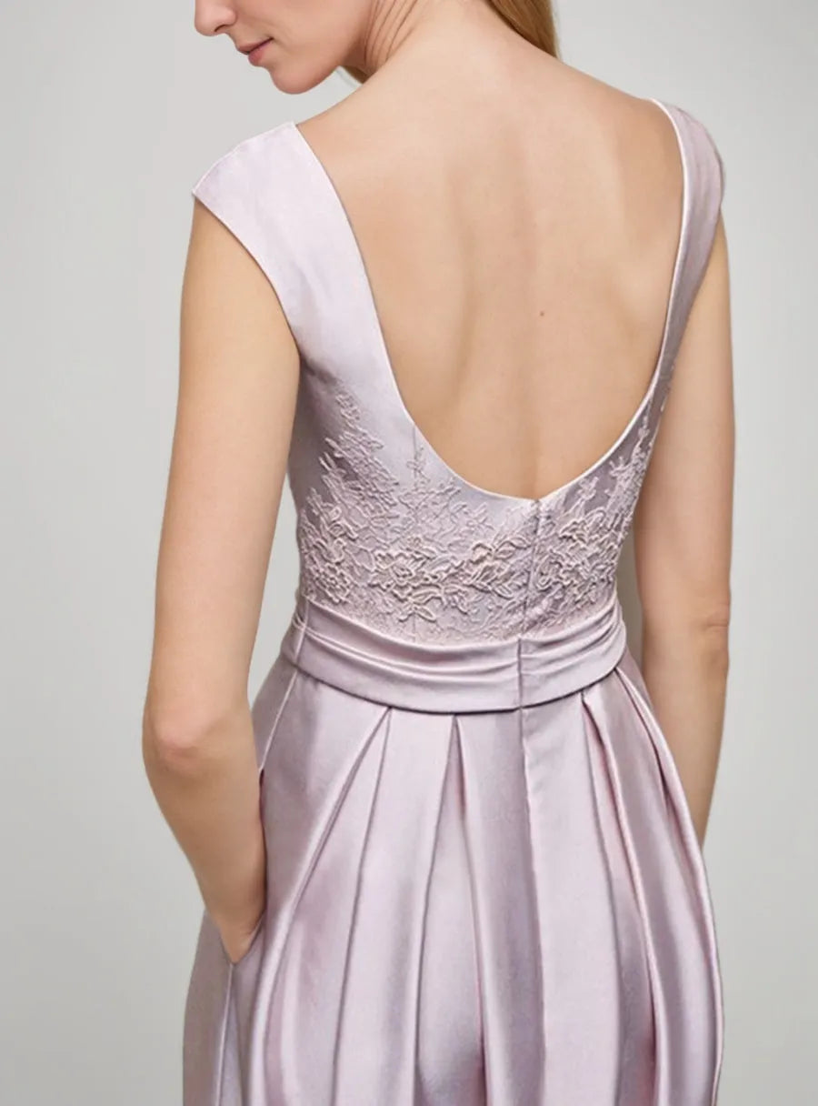 Scoop Sleeveless Floor-Length Mother Of the Bride Dresses with Pleats