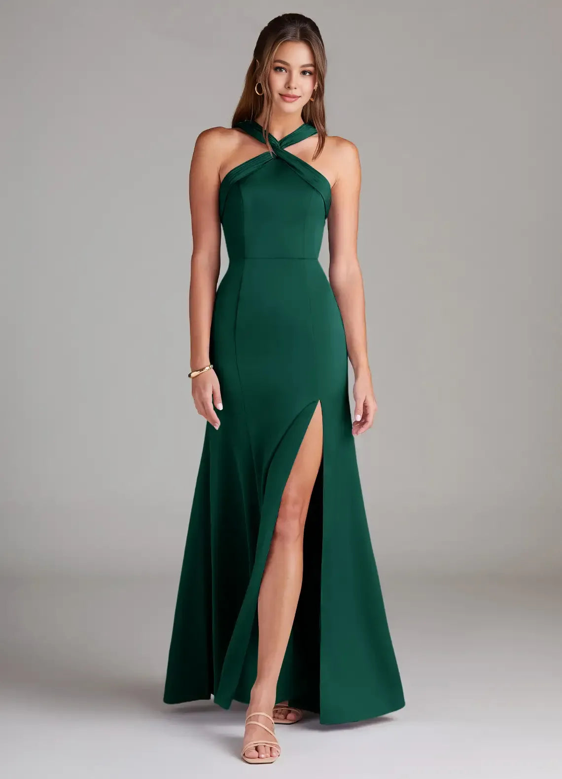 Timeless Special Occasion Sophisticated Graceful Elegant Black Halter Sleeveless Floor-Length Evening Dress