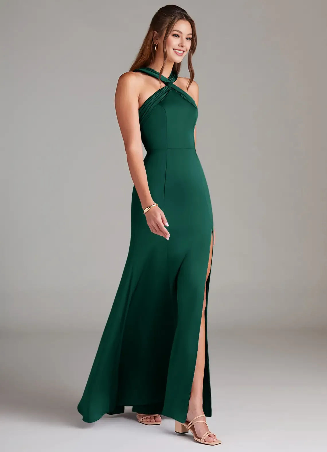 Timeless Special Occasion Sophisticated Graceful Elegant Black Halter Sleeveless Floor-Length Evening Dress
