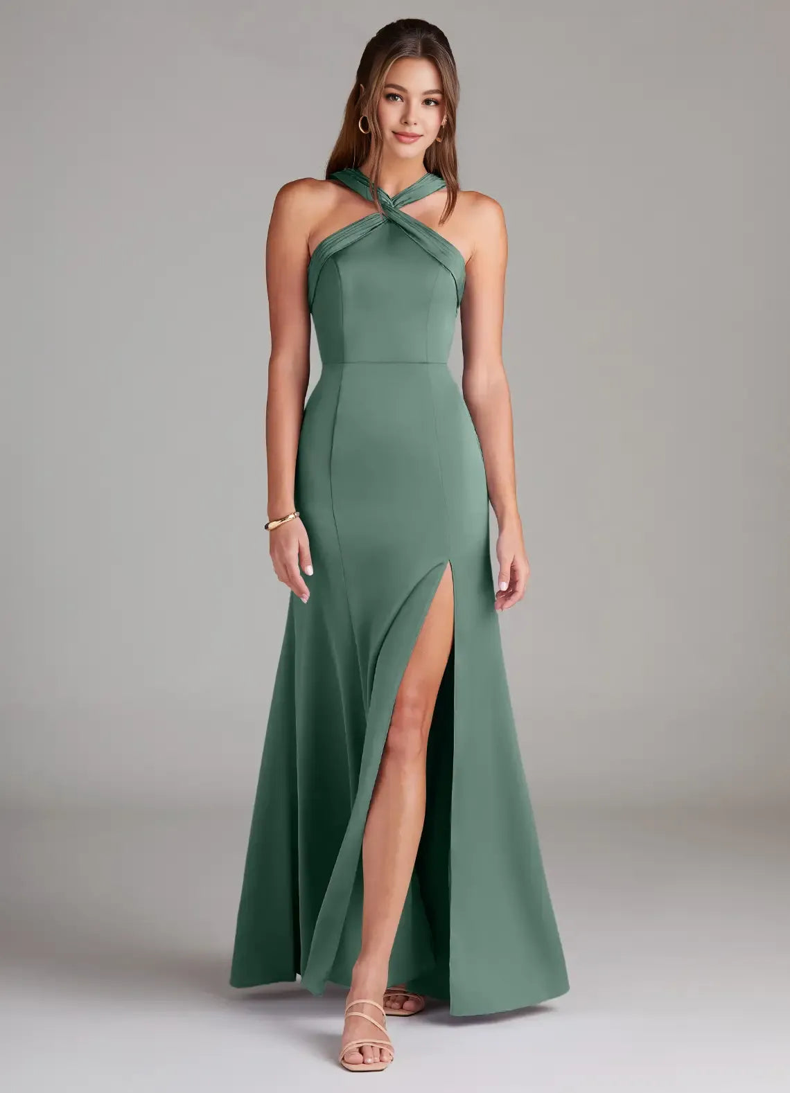 Timeless Special Occasion Sophisticated Graceful Elegant Black Halter Sleeveless Floor-Length Evening Dress