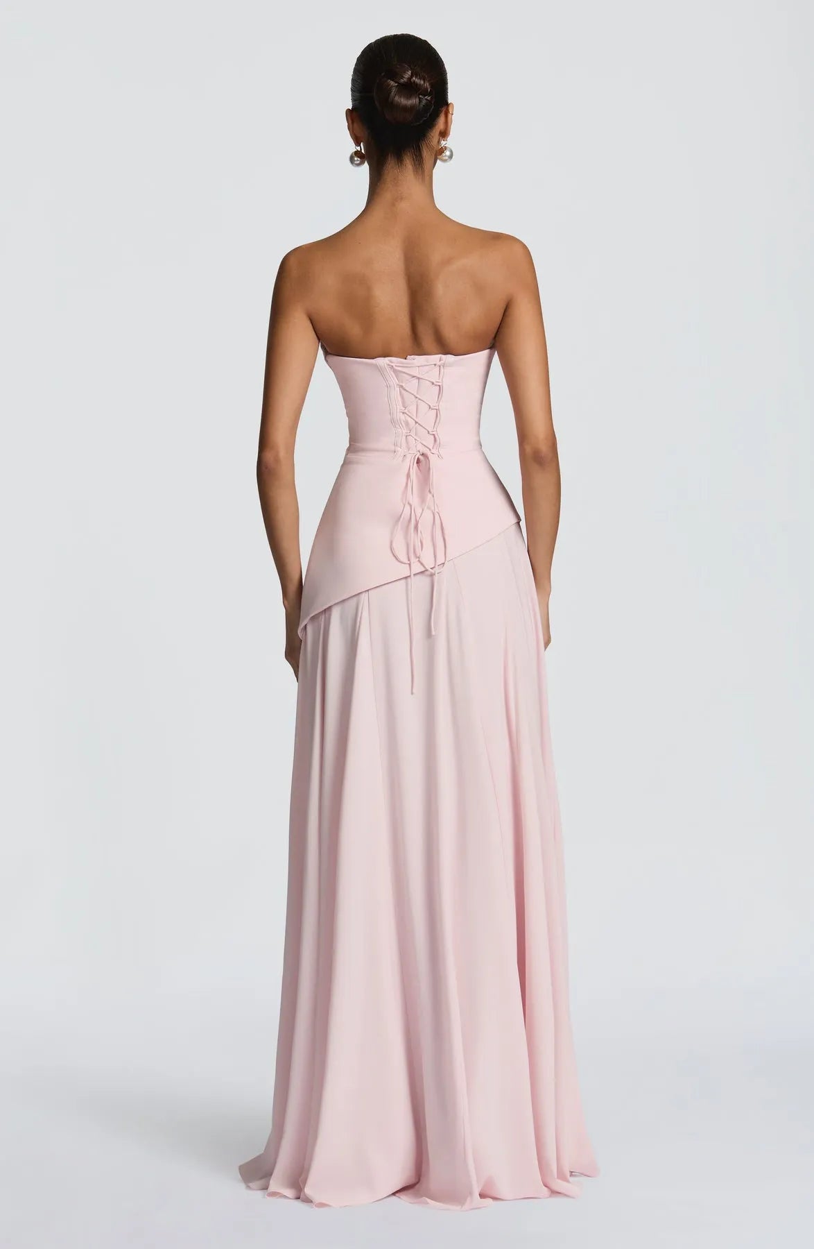 Sheath Blush Scooped Neckline Pleated Cowl Strapless Up Back Floor -Length Prom Dresses women