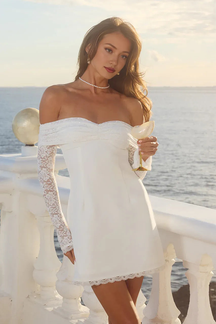 Timeless Special Occasion Sophisticated Graceful Elegant Sheath Long Sleeve Mini Homecoming Dress