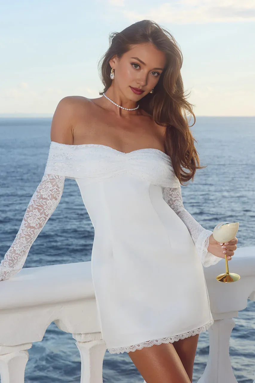 Timeless Special Occasion Sophisticated Graceful Elegant Sheath Long Sleeve Mini Homecoming Dress