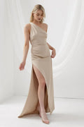 Stylish Refined Beautiful Timeless Elegant Red Satin Sheath Sleeveless Floor-Length Prom Dress