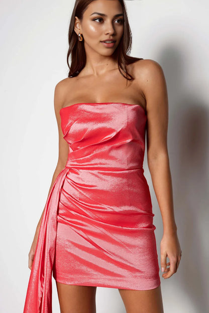 Timeless Special Occasion Sophisticated Graceful Elegant Sheath Strapless Sleeveless Mini Homecoming Dress