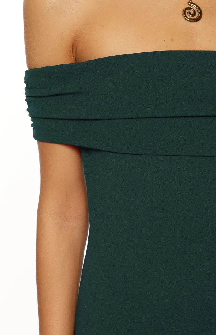 Teal Sheath Off-the-Shoulder Sleeveless Tie Back Floor-Length Prom Dresses with Back Bow Detail