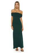 Teal Sheath Off-the-Shoulder Sleeveless Tie Back Floor-Length Prom Dresses with Back Bow Detail