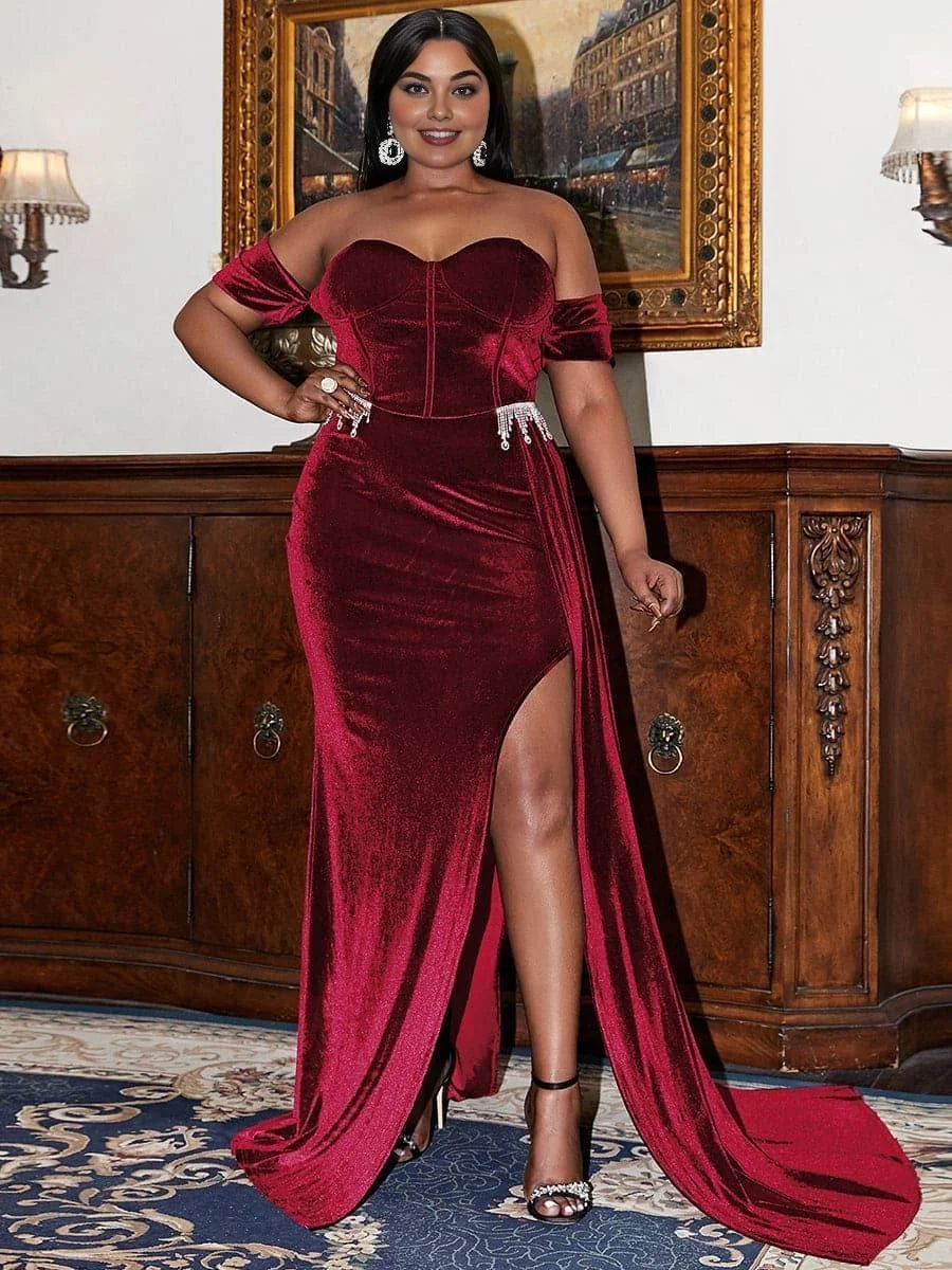 Sophisticated Graceful Stylish Refined Elegant Burgundy Velvet Sheath Sleeveless Floor-Length Prom Dress