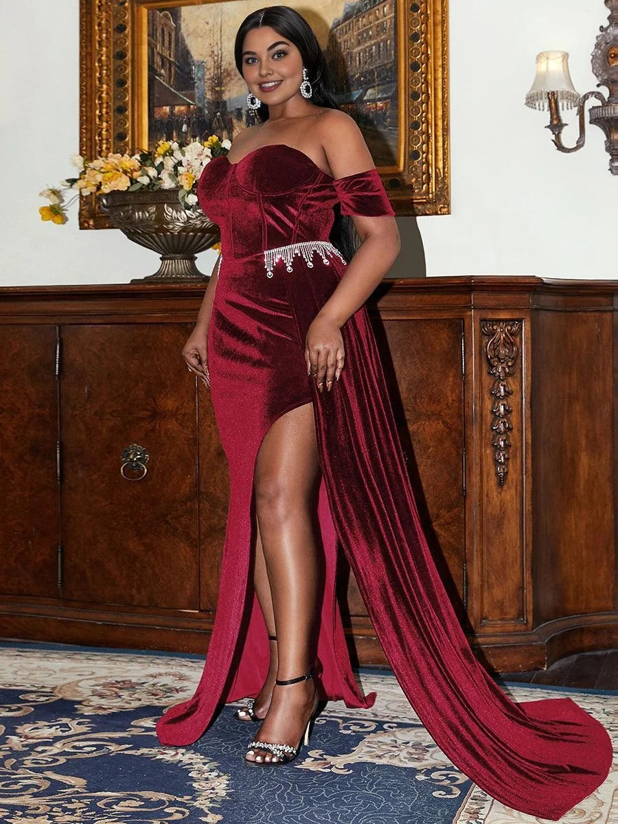 Sophisticated Graceful Stylish Refined Elegant Burgundy Velvet Sheath Sleeveless Floor-Length Prom Dress