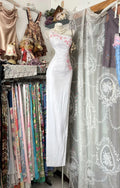 White Sheath One-Shoulder Floral Maxi Prom Dress
