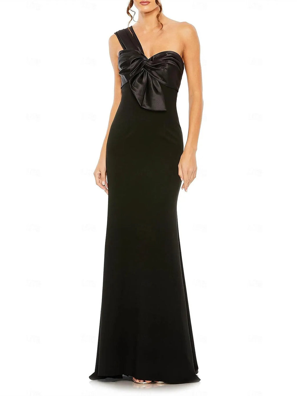 Sheath One-Shoulder Sleeveless Bow-Front Back Zip Floor-Length Prom Dresses Hot Sale