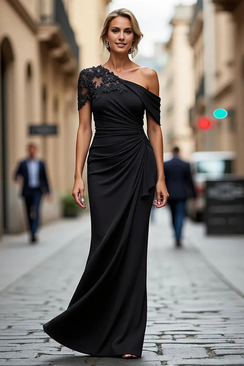 Chic Elegant Black Lace Sheath Sleeveless Floor-Length Mother of the Bride Dress
