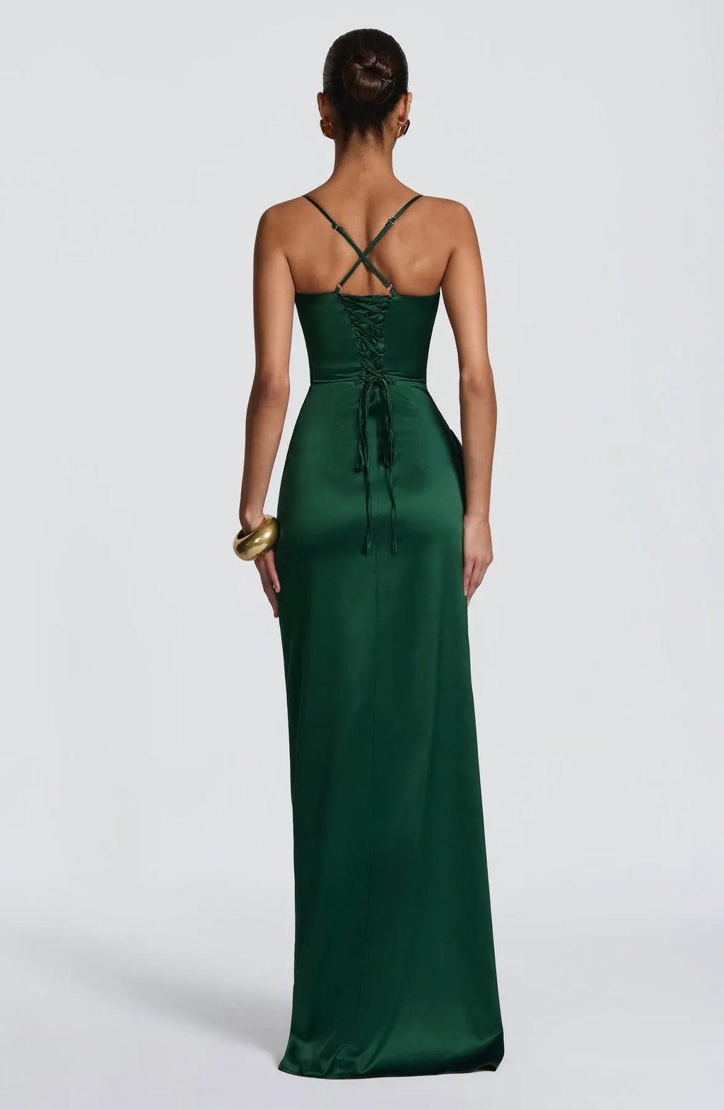 Sheath Sweetheart Neck Spaghetti Strap pleated Crisscross Back Up High - Slit Floor -Length Prom Dresses