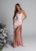 Special Occasion Sophisticated Graceful Stylish Refined Elegant Satin Sheath Sleeveless Prom Dress
