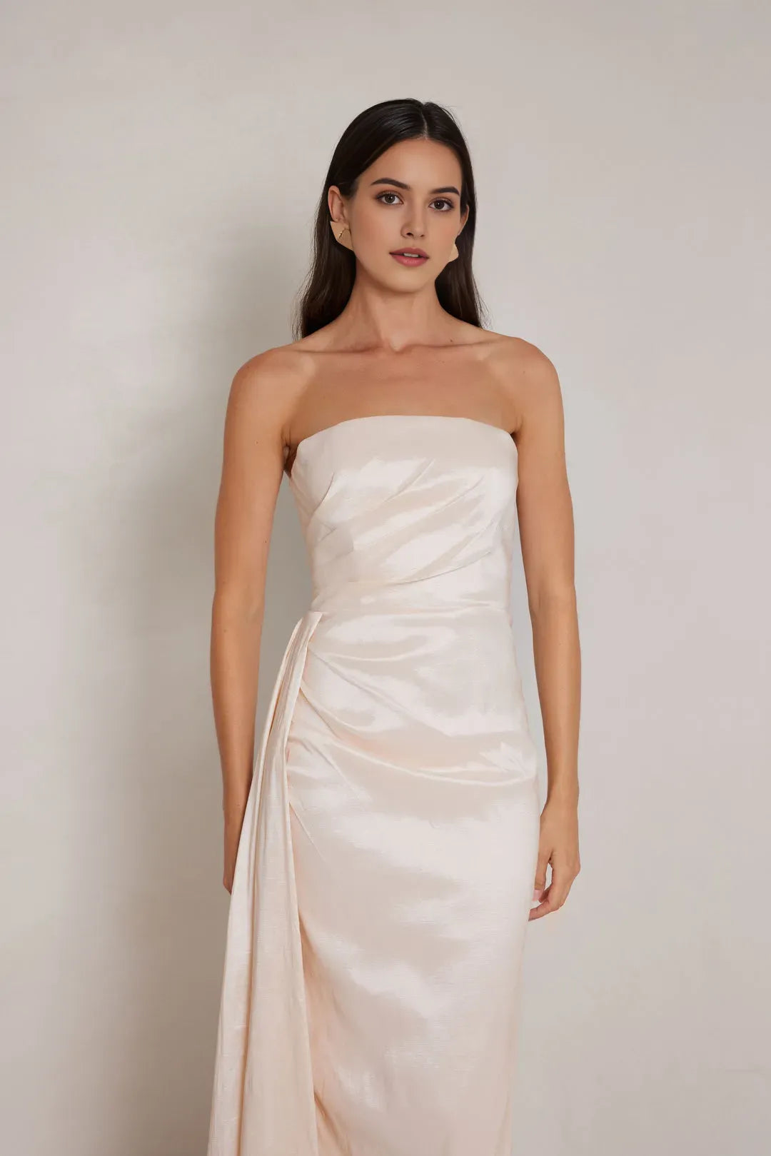 Sheath Strapless Sleeveless Ruched Back Zip Floor-Length Prom Dresses