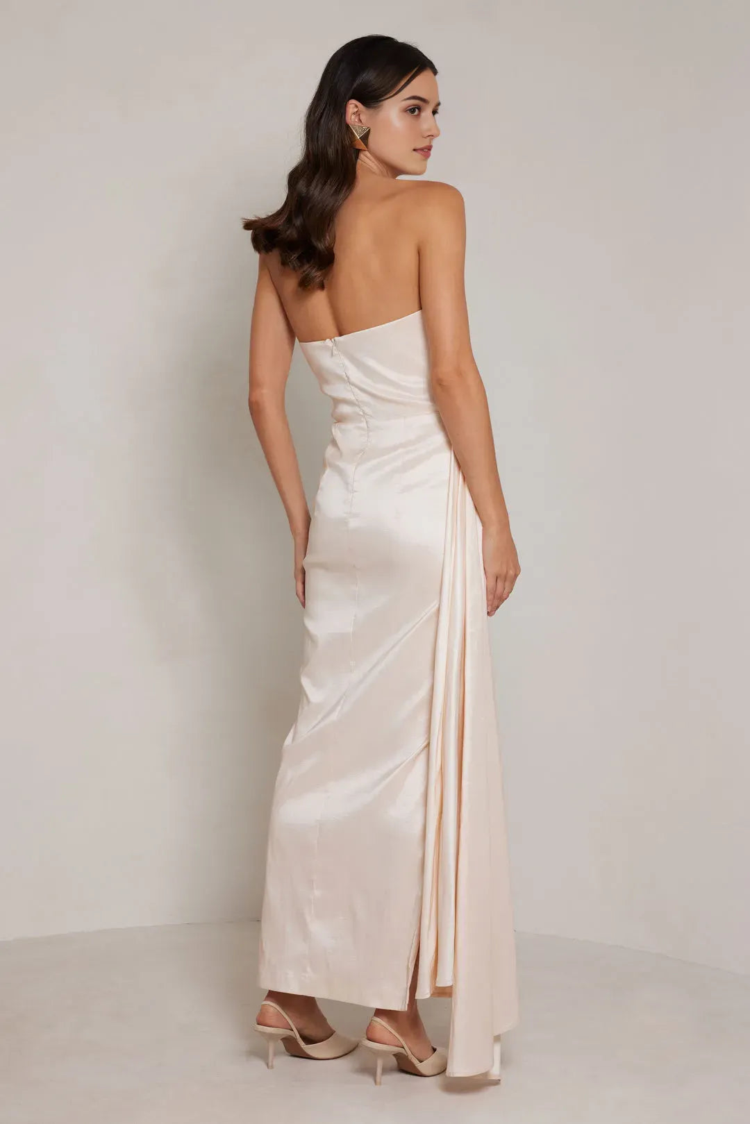 Sheath Strapless Sleeveless Ruched Back Zip Floor-Length Prom Dresses