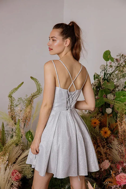 Luxurious Silver A-Line Sweetheart Classic-Sleeve Classic-Back Floor-Length Homecoming Dress