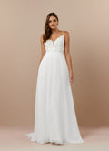 Champagne Spaghetti Strap A-Line V-Neck Sequins Wedding Attire Plunging Bodice Skirt Functional