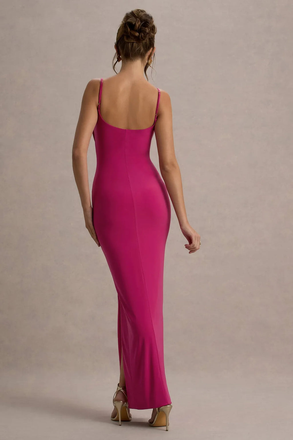 Spaghetti Strap Gown with Prom Dresses Detailed Cutout and Side Slit for Formal Occasions