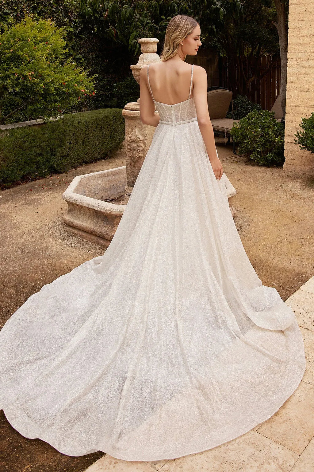 White Sparkle Prom Dress with Strapless Corset Bodice Ball Gown Silhouette and Train Perfect for Enchanting Ballroom Moments