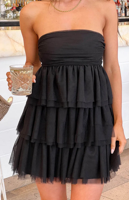 Elegant Black A-Line Strapless Classic-Sleeve Classic-Back Floor-Length Homecoming Dress