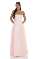 Blush Pink Strapless Blush Pink Prom Dress with Structu Bodice and Flared Ball Gown Skirt Perfect for Timeless Prom Style