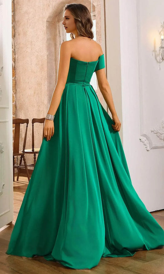 Elegant Green Mermaid Strapless Classic-Sleeve Classic-Back Floor-Length Prom Dress