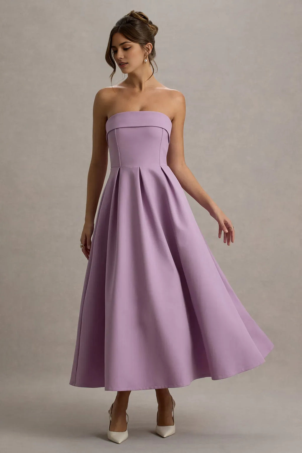 Lavender Strapless Lavender Prom Dresses with Pleated Skirt Structu Bodice Perfect for Formal Dances Cocktail Galas Sophisticated Evening Events
