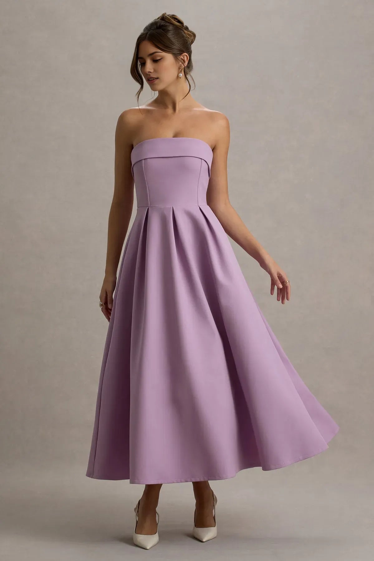 Lavender Strapless Lavender Prom Dresses with Pleated Skirt Structu Bodice Perfect for Formal Dances Cocktail Galas Sophisticated Evening Events
