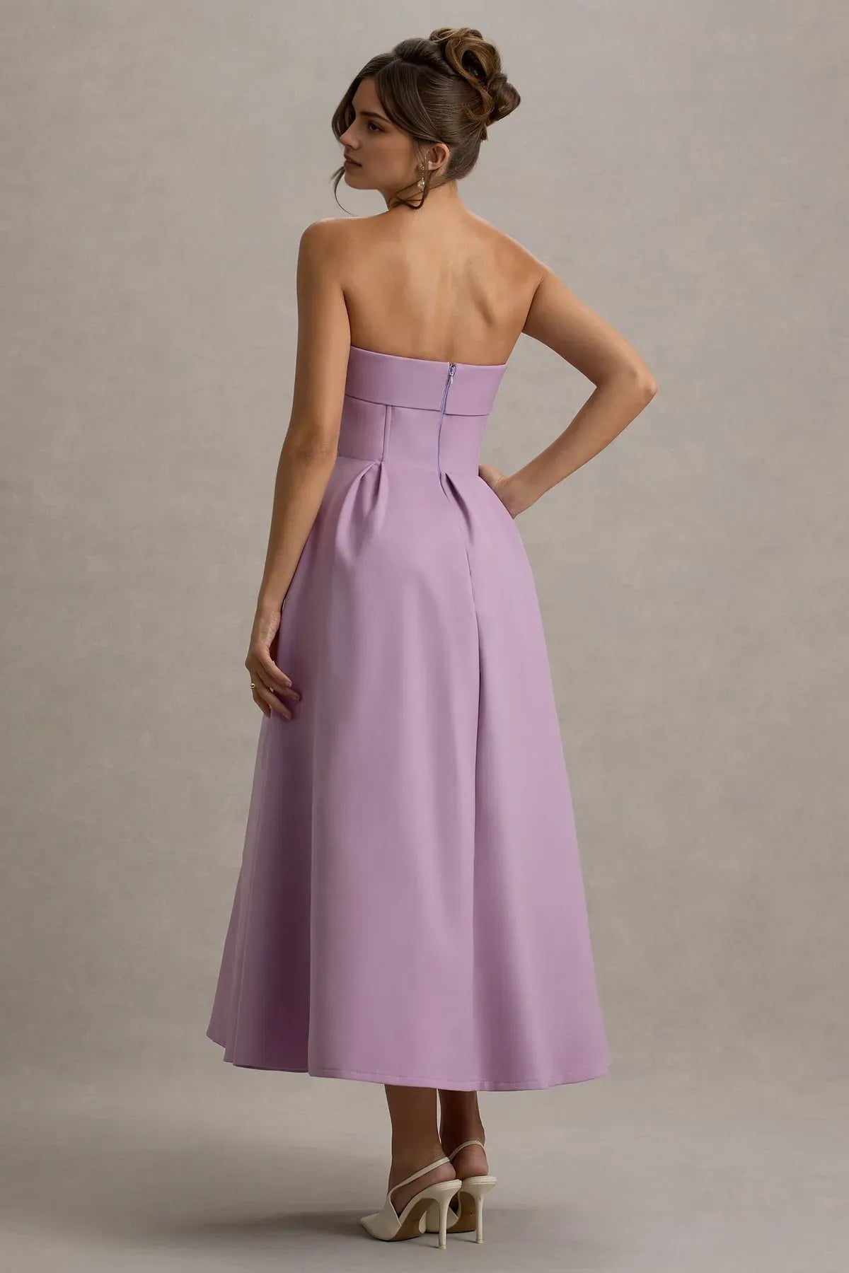 Lavender Strapless Lavender Prom Dresses with Pleated Skirt Structu Bodice Perfect for Formal Dances Cocktail Galas Sophisticated Evening Events